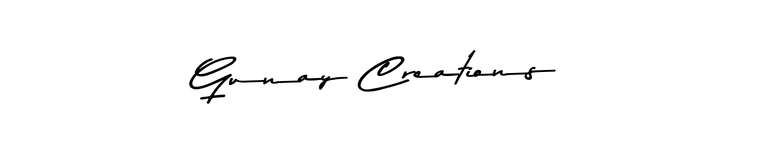 How to make Gunay Creations name signature. Use Asem Kandis PERSONAL USE style for creating short signs online. This is the latest handwritten sign. Gunay Creations signature style 9 images and pictures png