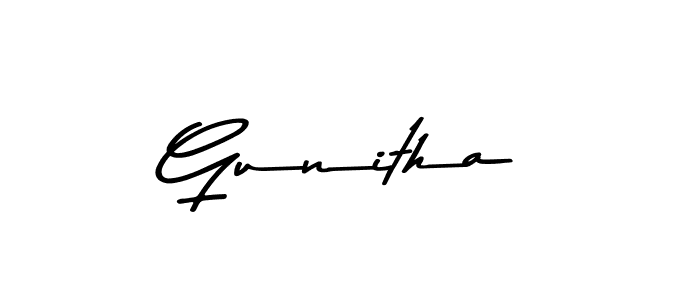 Use a signature maker to create a handwritten signature online. With this signature software, you can design (Asem Kandis PERSONAL USE) your own signature for name Gunitha. Gunitha signature style 9 images and pictures png