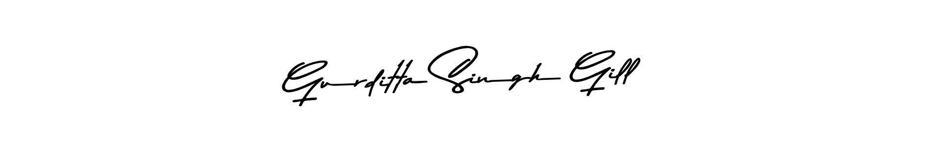 How to make Gurditta Singh Gill name signature. Use Asem Kandis PERSONAL USE style for creating short signs online. This is the latest handwritten sign. Gurditta Singh Gill signature style 9 images and pictures png