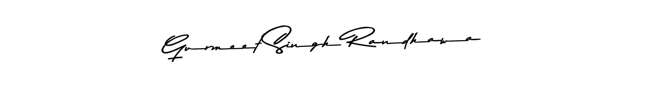 How to make Gurmeet Singh Randhawa name signature. Use Asem Kandis PERSONAL USE style for creating short signs online. This is the latest handwritten sign. Gurmeet Singh Randhawa signature style 9 images and pictures png