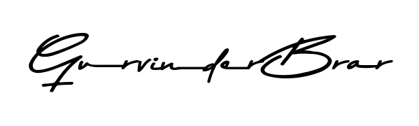 Discover how Gurvinder Brar looks in an executive cursive font (Asem Kandis PERSONAL USE). Perfect for legal documents, invoices, and certificates. Gurvinder Brar signature style 9 images and pictures png
