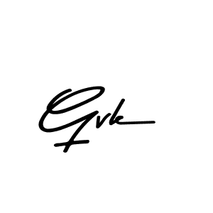 Create a beautiful signature design for name Gvk. With this signature (Asem Kandis PERSONAL USE) fonts, you can make a handwritten signature for free. Gvk signature style 9 images and pictures png