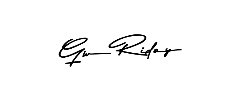 How to make Gw Ridoy name signature. Use Asem Kandis PERSONAL USE style for creating short signs online. This is the latest handwritten sign. Gw Ridoy signature style 9 images and pictures png