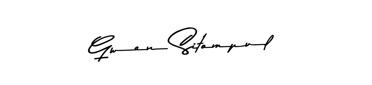 How to make Gwen Sitompul name signature. Use Asem Kandis PERSONAL USE style for creating short signs online. This is the latest handwritten sign. Gwen Sitompul signature style 9 images and pictures png