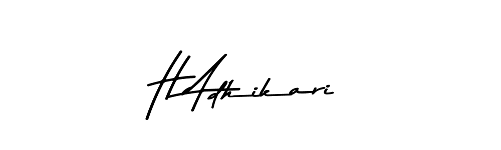 The best way (Asem Kandis PERSONAL USE) to make a short signature is to pick only two or three words in your name. The name H Adhikari include a total of six letters. For converting this name. H Adhikari signature style 9 images and pictures png