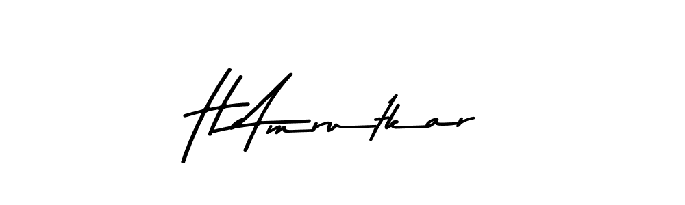 Create a beautiful signature design for name H Amrutkar. With this signature (Asem Kandis PERSONAL USE) fonts, you can make a handwritten signature for free. H Amrutkar signature style 9 images and pictures png