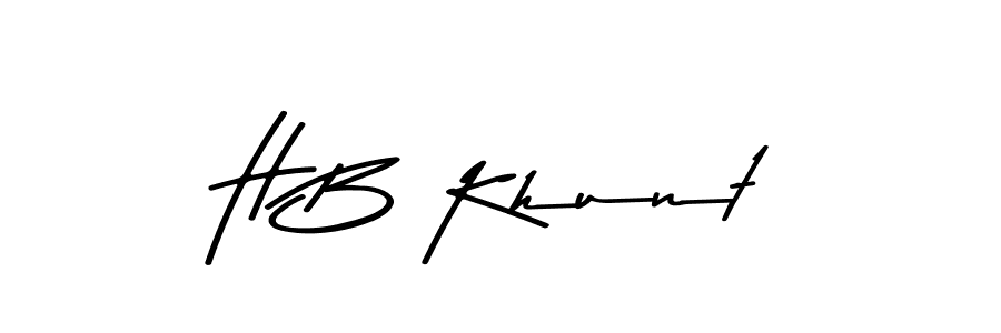 Create a beautiful signature design for name H B Khunt. With this signature (Asem Kandis PERSONAL USE) fonts, you can make a handwritten signature for free. H B Khunt signature style 9 images and pictures png