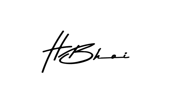 How to make H Bhoi name signature. Use Asem Kandis PERSONAL USE style for creating short signs online. This is the latest handwritten sign. H Bhoi signature style 9 images and pictures png