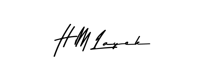 Create a beautiful signature design for name H M Layek. With this signature (Asem Kandis PERSONAL USE) fonts, you can make a handwritten signature for free. H M Layek signature style 9 images and pictures png