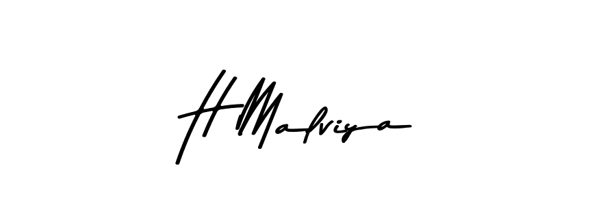 How to make H Malviya name signature. Use Asem Kandis PERSONAL USE style for creating short signs online. This is the latest handwritten sign. H Malviya signature style 9 images and pictures png