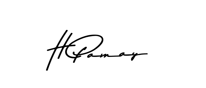 if you are searching for the best signature style for your name H Pamay. so please give up your signature search. here we have designed multiple signature styles  using Asem Kandis PERSONAL USE. H Pamay signature style 9 images and pictures png