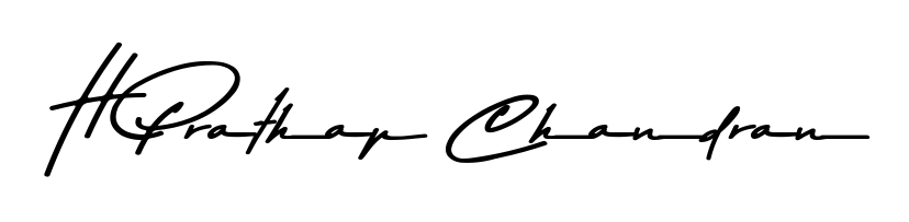Create your official email sign-off with H Prathap Chandran name in Asem Kandis PERSONAL USE style. Crisp, clean, and perfectly legible across all screens. H Prathap Chandran signature style 9 images and pictures png