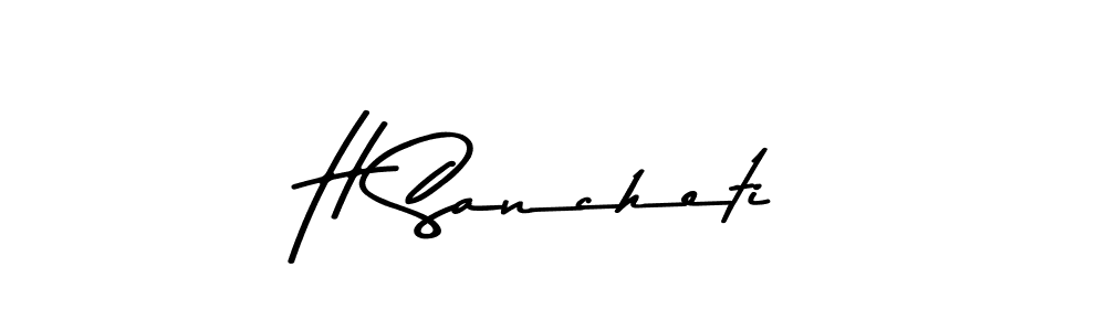How to make H Sancheti name signature. Use Asem Kandis PERSONAL USE style for creating short signs online. This is the latest handwritten sign. H Sancheti signature style 9 images and pictures png