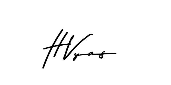 Make a beautiful signature design for name H Vyas. With this signature (Asem Kandis PERSONAL USE) style, you can create a handwritten signature for free. H Vyas signature style 9 images and pictures png