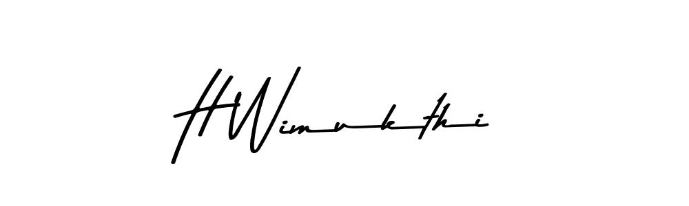How to make H Wimukthi name signature. Use Asem Kandis PERSONAL USE style for creating short signs online. This is the latest handwritten sign. H Wimukthi signature style 9 images and pictures png