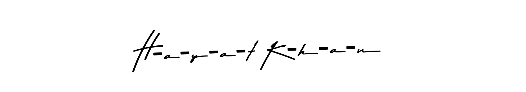 How to make H-a-y-a-t K-h-a-n name signature. Use Asem Kandis PERSONAL USE style for creating short signs online. This is the latest handwritten sign. H-a-y-a-t K-h-a-n signature style 9 images and pictures png