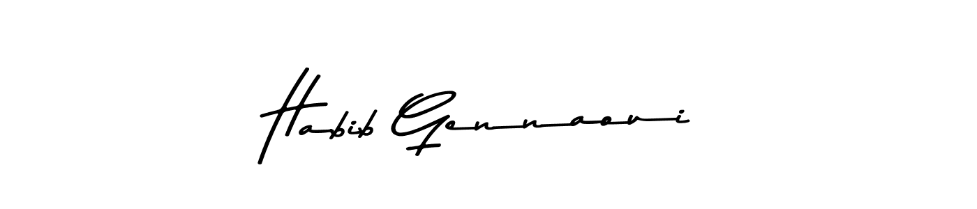 This is the best signature style for the Habib Gennaoui name. Also you like these signature font (Asem Kandis PERSONAL USE). Mix name signature. Habib Gennaoui signature style 9 images and pictures png
