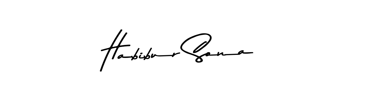 Make a beautiful signature design for name Habibur Sona. With this signature (Asem Kandis PERSONAL USE) style, you can create a handwritten signature for free. Habibur Sona signature style 9 images and pictures png