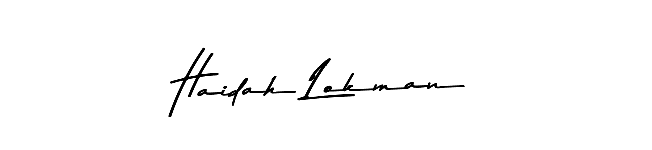 Create a beautiful signature design for name Haidah Lokman. With this signature (Asem Kandis PERSONAL USE) fonts, you can make a handwritten signature for free. Haidah Lokman signature style 9 images and pictures png