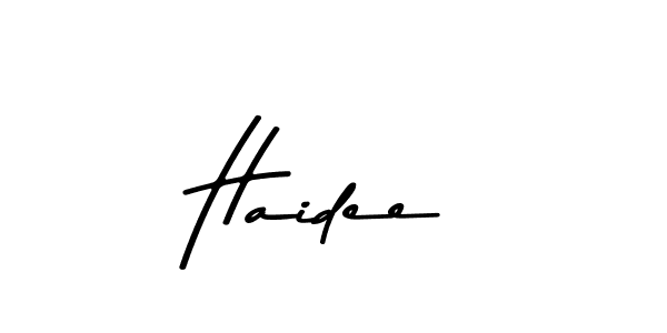 How to make Haidee name signature. Use Asem Kandis PERSONAL USE style for creating short signs online. This is the latest handwritten sign. Haidee signature style 9 images and pictures png