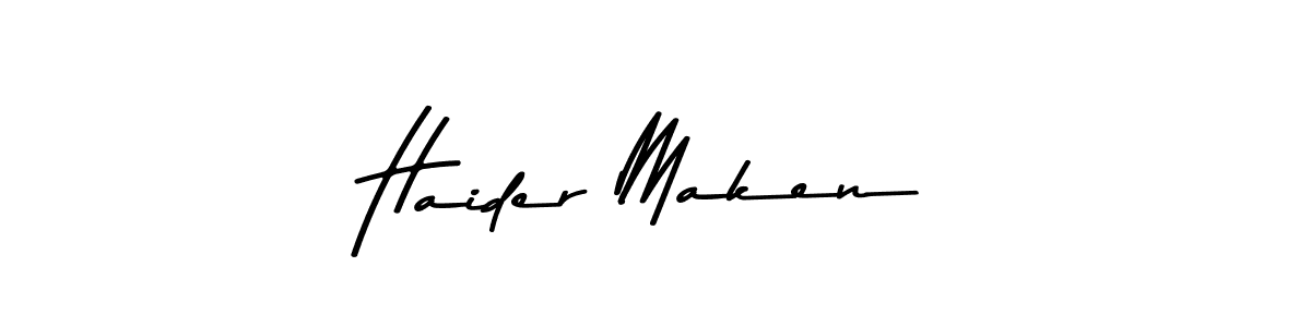 Asem Kandis PERSONAL USE is a professional signature style that is perfect for those who want to add a touch of class to their signature. It is also a great choice for those who want to make their signature more unique. Get Haider Maken name to fancy signature for free. Haider Maken signature style 9 images and pictures png