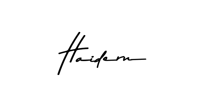 You should practise on your own different ways (Asem Kandis PERSONAL USE) to write your name (Haidern) in signature. don't let someone else do it for you. Haidern signature style 9 images and pictures png