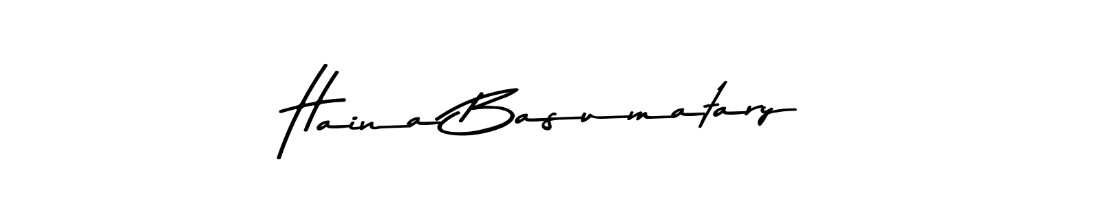 How to make Haina Basumatary name signature. Use Asem Kandis PERSONAL USE style for creating short signs online. This is the latest handwritten sign. Haina Basumatary signature style 9 images and pictures png