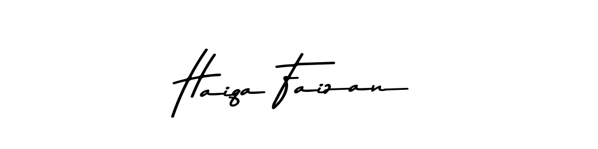 Create a beautiful signature design for name Haiqa Faizan. With this signature (Asem Kandis PERSONAL USE) fonts, you can make a handwritten signature for free. Haiqa Faizan signature style 9 images and pictures png