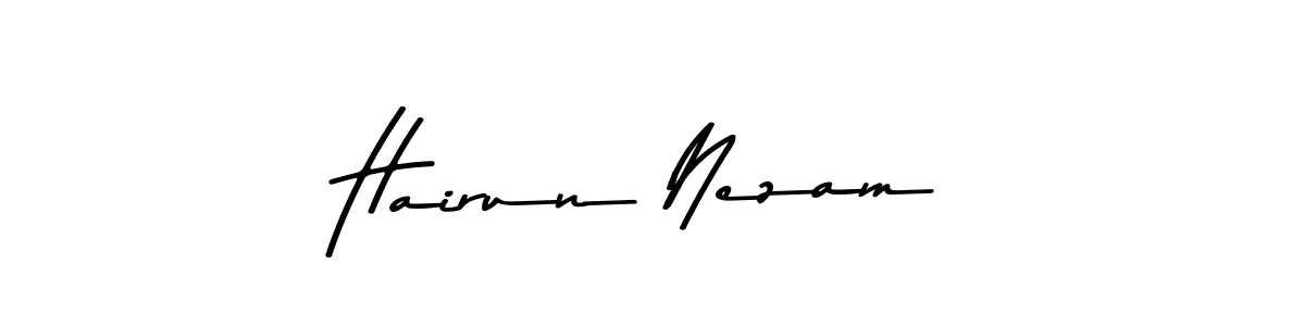 How to make Hairun Nezam name signature. Use Asem Kandis PERSONAL USE style for creating short signs online. This is the latest handwritten sign. Hairun Nezam signature style 9 images and pictures png