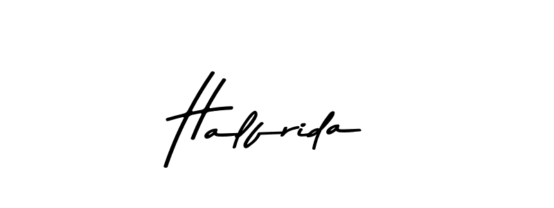 How to make Halfrida name signature. Use Asem Kandis PERSONAL USE style for creating short signs online. This is the latest handwritten sign. Halfrida signature style 9 images and pictures png