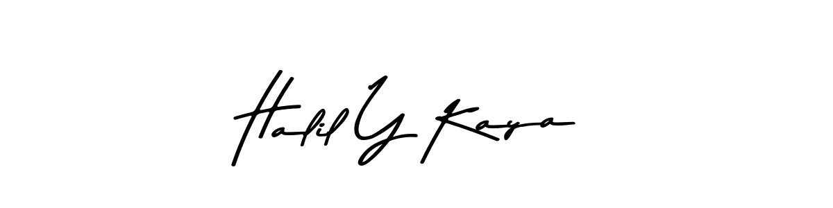 How to make Halil Y Kaya name signature. Use Asem Kandis PERSONAL USE style for creating short signs online. This is the latest handwritten sign. Halil Y Kaya signature style 9 images and pictures png