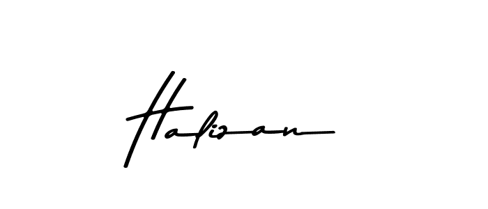 Create a beautiful signature design for name Halizan. With this signature (Asem Kandis PERSONAL USE) fonts, you can make a handwritten signature for free. Halizan signature style 9 images and pictures png