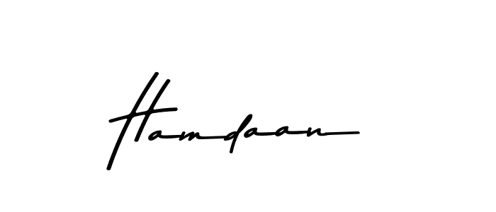 How to make Hamdaan name signature. Use Asem Kandis PERSONAL USE style for creating short signs online. This is the latest handwritten sign. Hamdaan signature style 9 images and pictures png