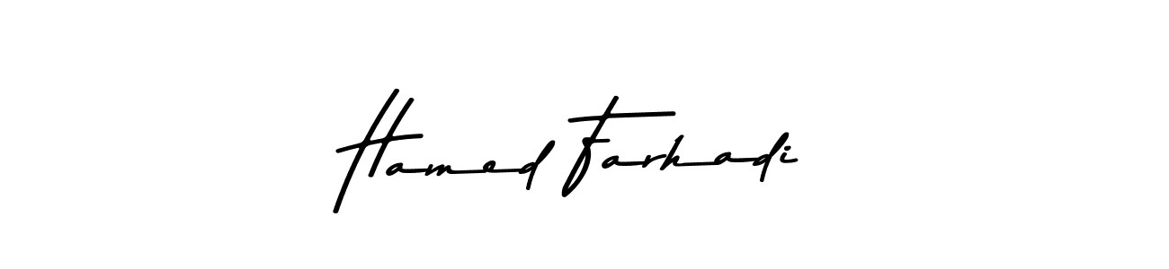 How to make Hamed Farhadi name signature. Use Asem Kandis PERSONAL USE style for creating short signs online. This is the latest handwritten sign. Hamed Farhadi signature style 9 images and pictures png