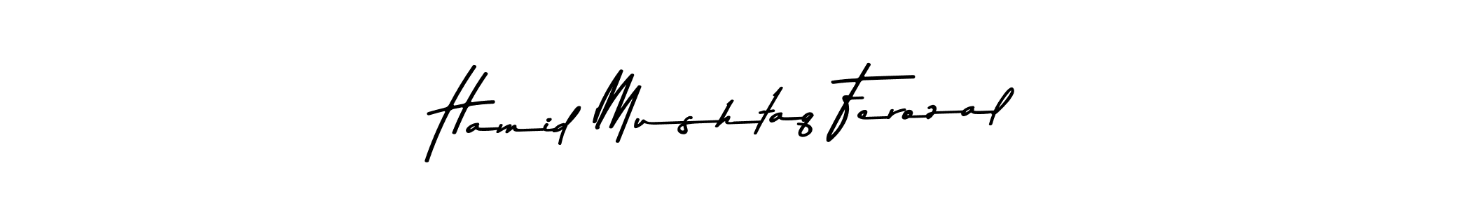 How to make Hamid Mushtaq Ferozal name signature. Use Asem Kandis PERSONAL USE style for creating short signs online. This is the latest handwritten sign. Hamid Mushtaq Ferozal signature style 9 images and pictures png