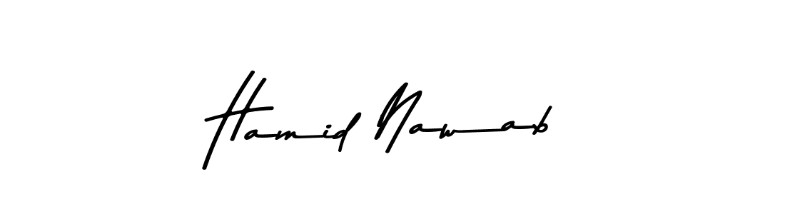 How to make Hamid Nawab name signature. Use Asem Kandis PERSONAL USE style for creating short signs online. This is the latest handwritten sign. Hamid Nawab signature style 9 images and pictures png