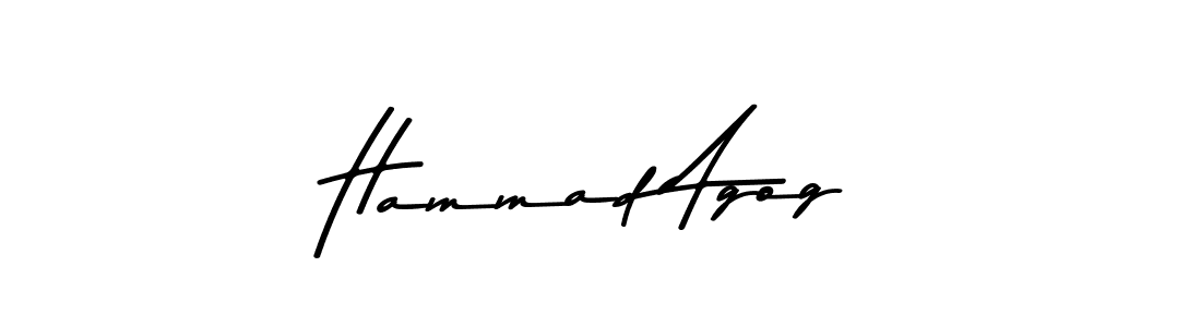 How to make Hammad Agog name signature. Use Asem Kandis PERSONAL USE style for creating short signs online. This is the latest handwritten sign. Hammad Agog signature style 9 images and pictures png