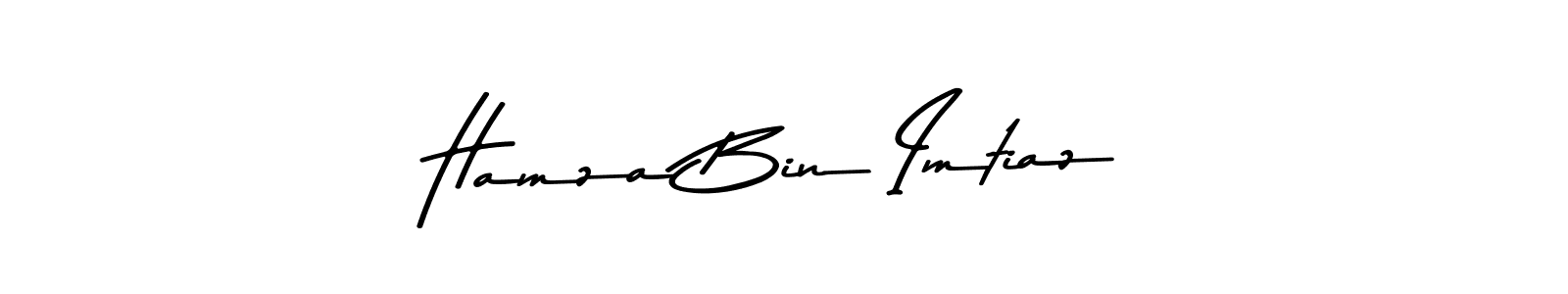 Make a beautiful signature design for name Hamza Bin Imtiaz. With this signature (Asem Kandis PERSONAL USE) style, you can create a handwritten signature for free. Hamza Bin Imtiaz signature style 9 images and pictures png