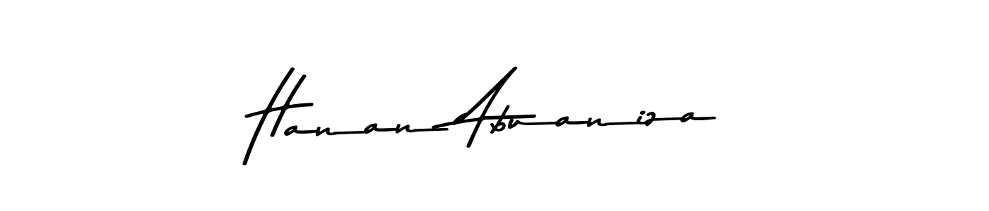 Create a beautiful signature design for name Hanan Abuaniza. With this signature (Asem Kandis PERSONAL USE) fonts, you can make a handwritten signature for free. Hanan Abuaniza signature style 9 images and pictures png
