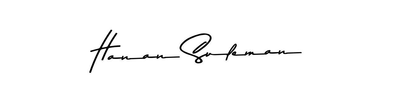 Make a beautiful signature design for name Hanan Suleman. With this signature (Asem Kandis PERSONAL USE) style, you can create a handwritten signature for free. Hanan Suleman signature style 9 images and pictures png