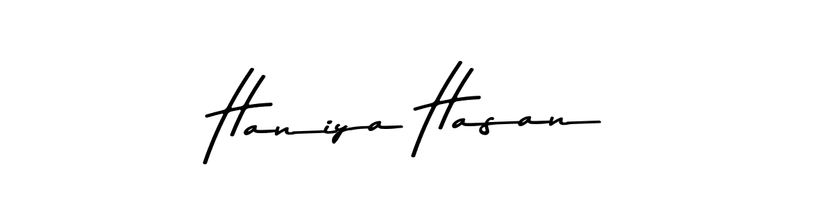 Use a signature maker to create a handwritten signature online. With this signature software, you can design (Asem Kandis PERSONAL USE) your own signature for name Haniya Hasan. Haniya Hasan signature style 9 images and pictures png
