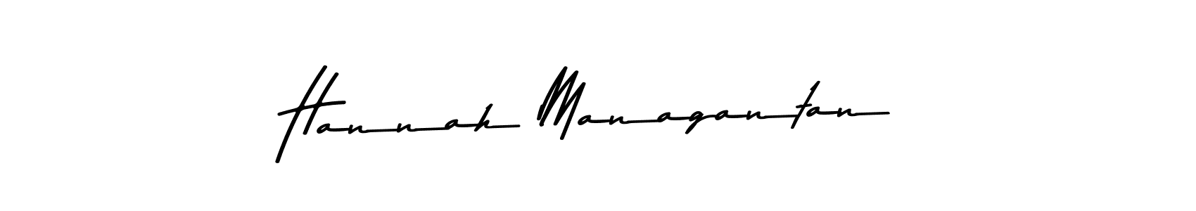 How to make Hannah Managantan name signature. Use Asem Kandis PERSONAL USE style for creating short signs online. This is the latest handwritten sign. Hannah Managantan signature style 9 images and pictures png