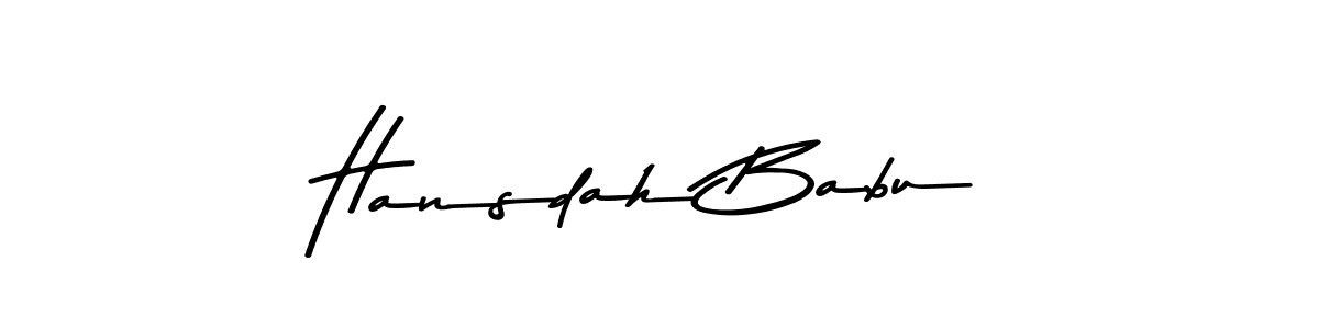 Similarly Asem Kandis PERSONAL USE is the best handwritten signature design. Signature creator online .You can use it as an online autograph creator for name Hansdah Babu. Hansdah Babu signature style 9 images and pictures png