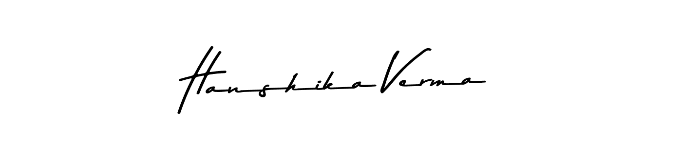 How to make Hanshika Verma name signature. Use Asem Kandis PERSONAL USE style for creating short signs online. This is the latest handwritten sign. Hanshika Verma signature style 9 images and pictures png