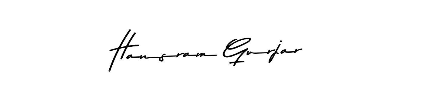 How to make Hansram Gurjar name signature. Use Asem Kandis PERSONAL USE style for creating short signs online. This is the latest handwritten sign. Hansram Gurjar signature style 9 images and pictures png