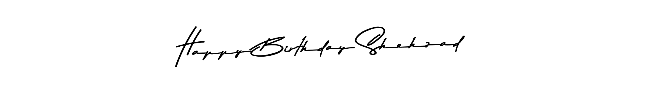 How to make Happy Birthday Shehzad name signature. Use Asem Kandis PERSONAL USE style for creating short signs online. This is the latest handwritten sign. Happy Birthday Shehzad signature style 9 images and pictures png