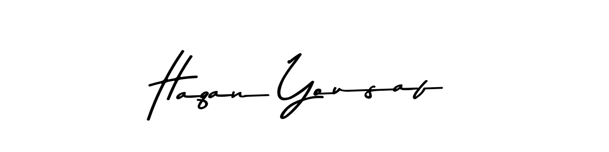 Use a signature maker to create a handwritten signature online. With this signature software, you can design (Asem Kandis PERSONAL USE) your own signature for name Haqan Yousaf. Haqan Yousaf signature style 9 images and pictures png