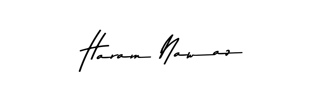 The best way (Asem Kandis PERSONAL USE) to make a short signature is to pick only two or three words in your name. The name Haram Nawaz include a total of six letters. For converting this name. Haram Nawaz signature style 9 images and pictures png