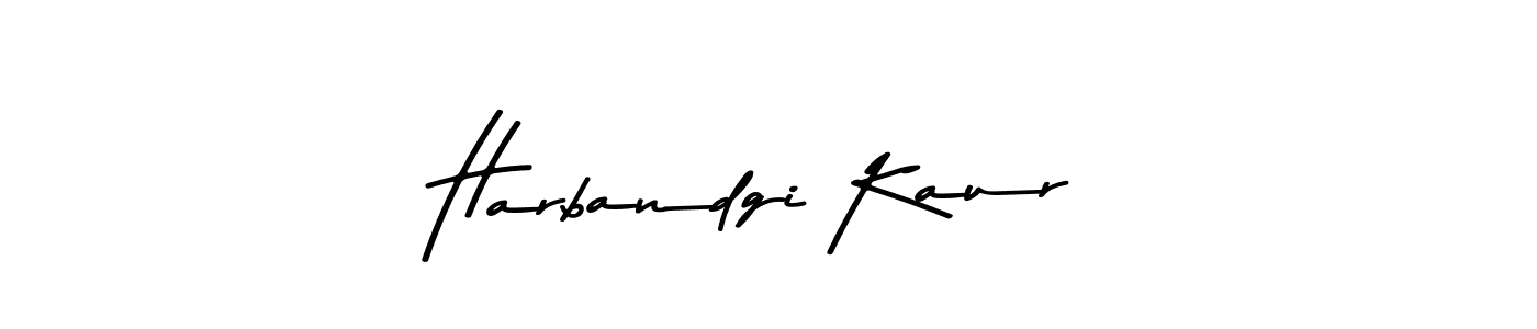 Make a beautiful signature design for name Harbandgi Kaur. With this signature (Asem Kandis PERSONAL USE) style, you can create a handwritten signature for free. Harbandgi Kaur signature style 9 images and pictures png