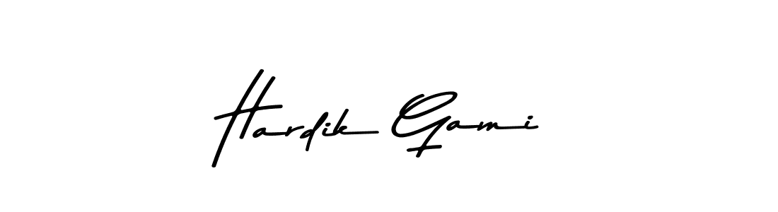 if you are searching for the best signature style for your name Hardik Gami. so please give up your signature search. here we have designed multiple signature styles  using Asem Kandis PERSONAL USE. Hardik Gami signature style 9 images and pictures png